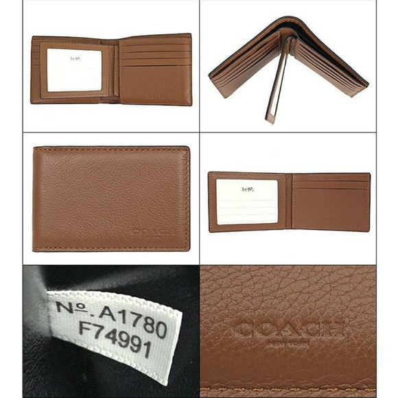 coach dark saddle wallet